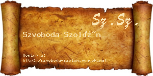 Szvoboda Szolón névjegykártya